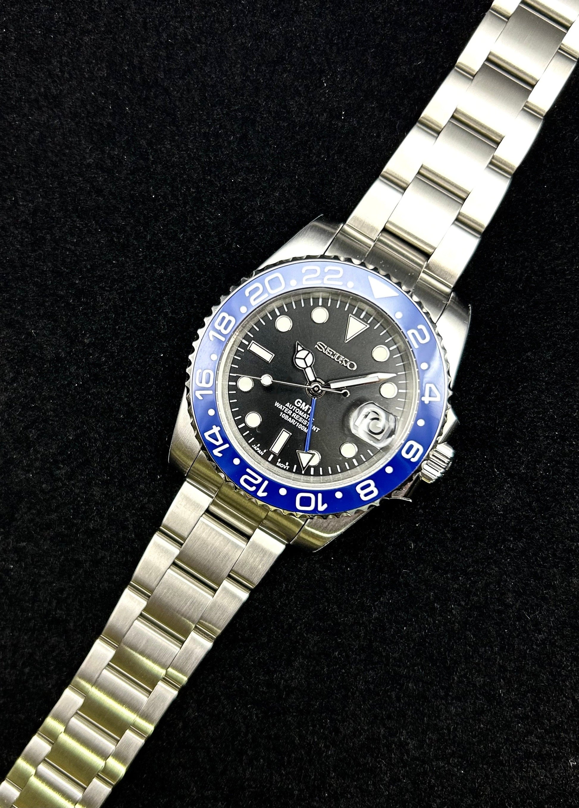 4-Hand Nh34 Gmt Ceramic Blue Cookie Monster Bezel Sapphire Crystal 40Mm