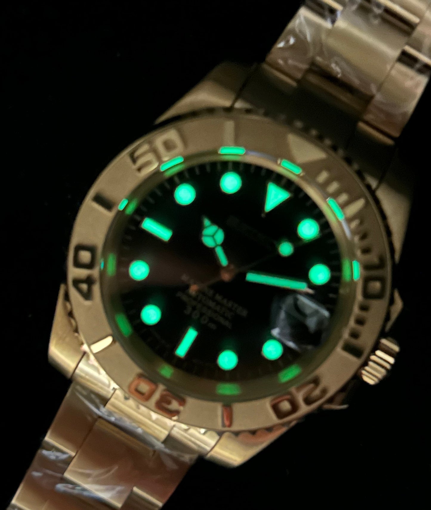 Gold Submariner Style Ceramic Yachtmaster-Style Bezel Sapphire Crystal 40Mm